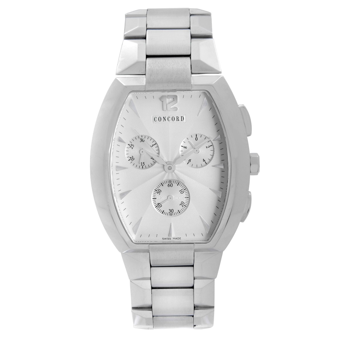 Concord La Scala Steel Chronograph White Guilloche Dial Quartz