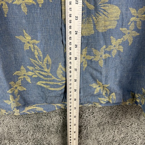 Reyn Spooner Hawaiian Shirt Blue Mens 2XL Floral Regency Silk Linen - Picture 15 of 16