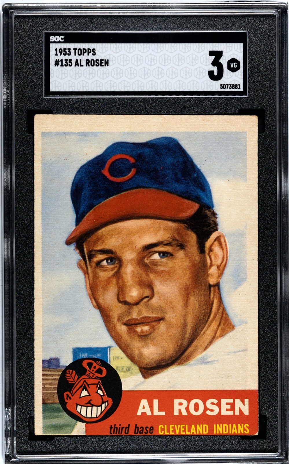 1953 Topps AL ROSEN Indians #135 SGC 3 VG Condition
