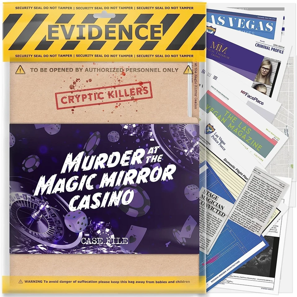 Cryptic Killers Unsolved mystery game - Murder at the Magic Mirror Casino