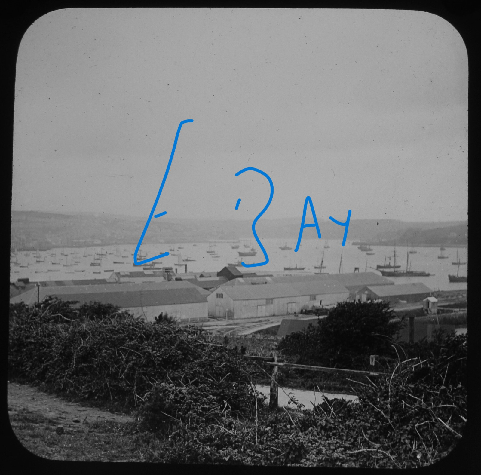 FALMOUTH HARBOUR / BOATYARD CORNWALL C1890 Magic Lantern Slide ANTIQUE PHOTO