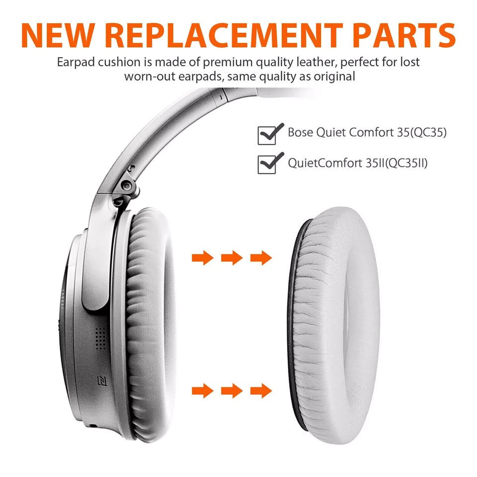 Replacement Ear Pads For Bose QuietComfort 35 & QC35 II Headphones - Soft Memory Foam Cushions, Improves Comfort & Noise Isolation