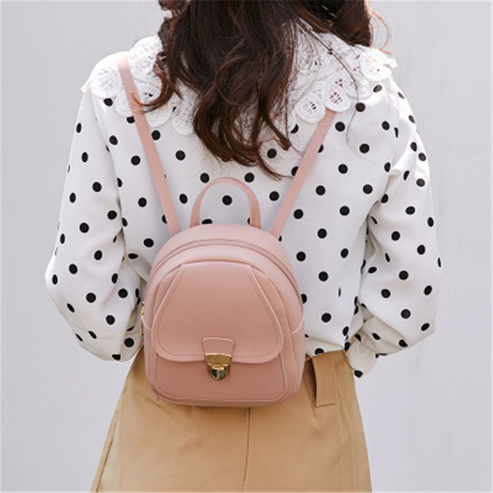 Small Bagpack Women PU Leather Shoulder Bag School Backpack Mini