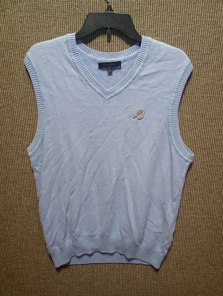 Chaleco Suéter de Golf Bobby Jones Players Para Hombre L Azul Algodón Bordado Foto 3 de 4