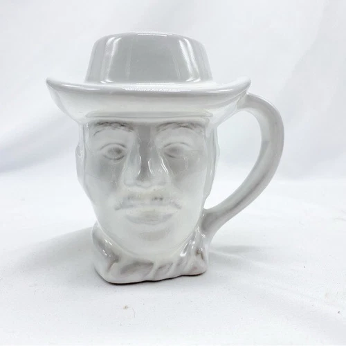 Frankoma Pottery Cowboy Toby Mug White 601 Wyatt Earp Vintage