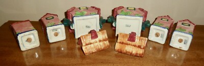 VINTAGE JAPAN 6-PC CONDIMENT, SALT & PEPPER SET - THATCHED VILLAGE