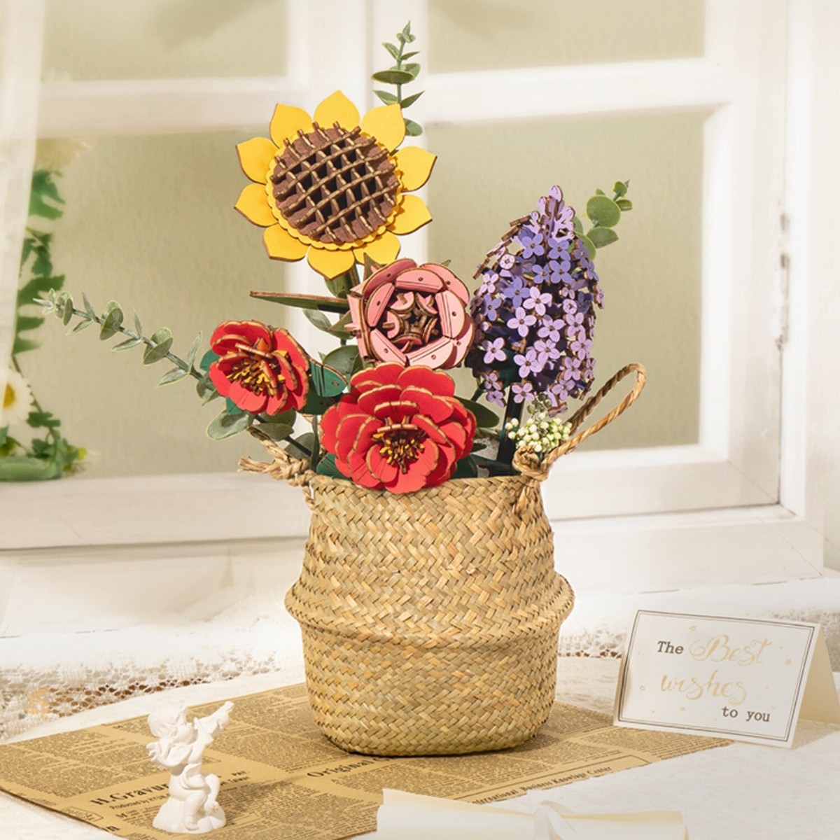 Rowood Wooden Flower Bouquet Hand-Make DIY Building Toys 3D Puzzle