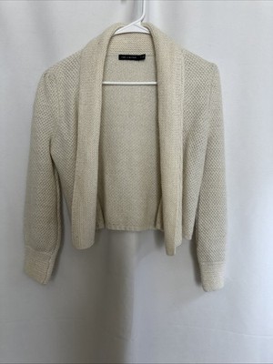 The Limited Womens Cropped Cardigan Sweater Open Front Ivory Sz- M #2904