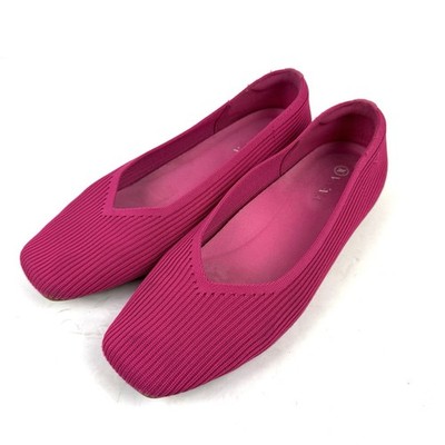 VIVAIA Margot Square Toe Ballet Flat Shoes 39 Pink Fabric Womens Slip On 8 READ