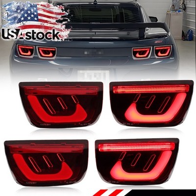 4PCS Red Lens LED Rear Tail Brake Light Lamps For 2010-2013 Chevy Camaro