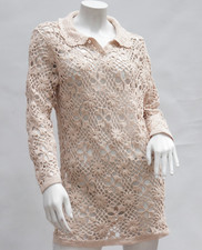 Vintage Open Lace Crochet Cotton Sweater Cottagecore Boho