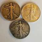 Lot Of 3 Walking Liberty Half Dollars. 1934s, 1935, 1942 BU!  90% Silver!