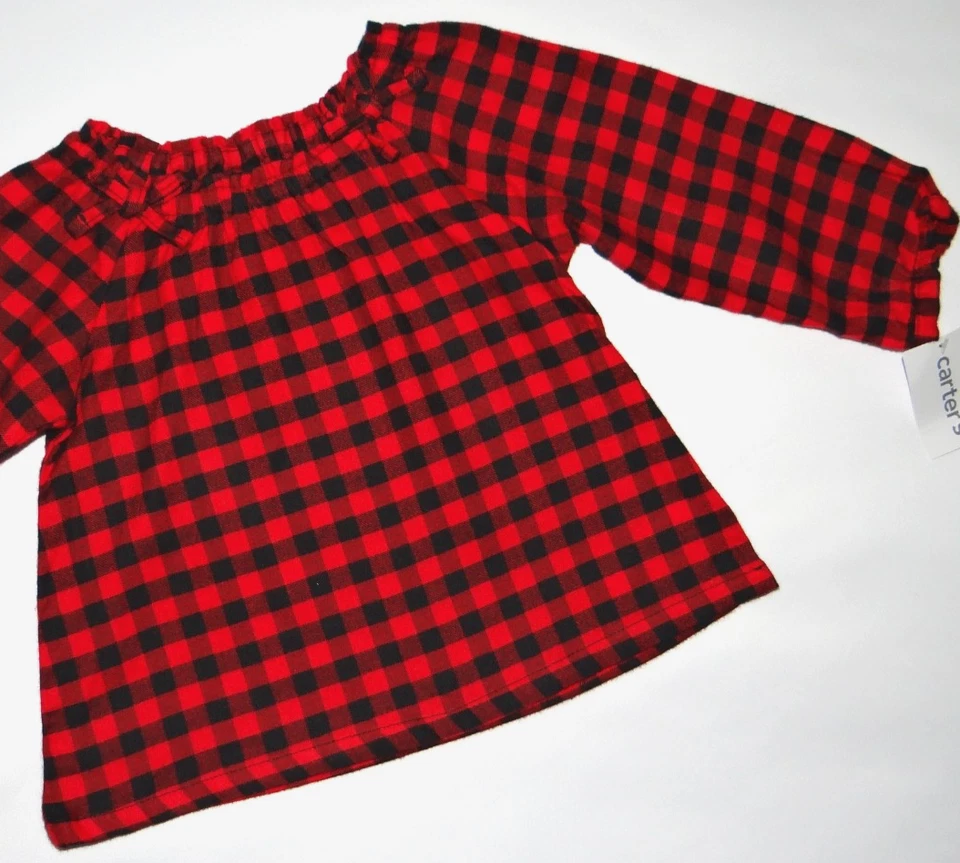 Одежда для девочки, 9 месяцев, фланелевый клетчатый топ и леггинсы Carter's комплект - Изображение 3 из 4