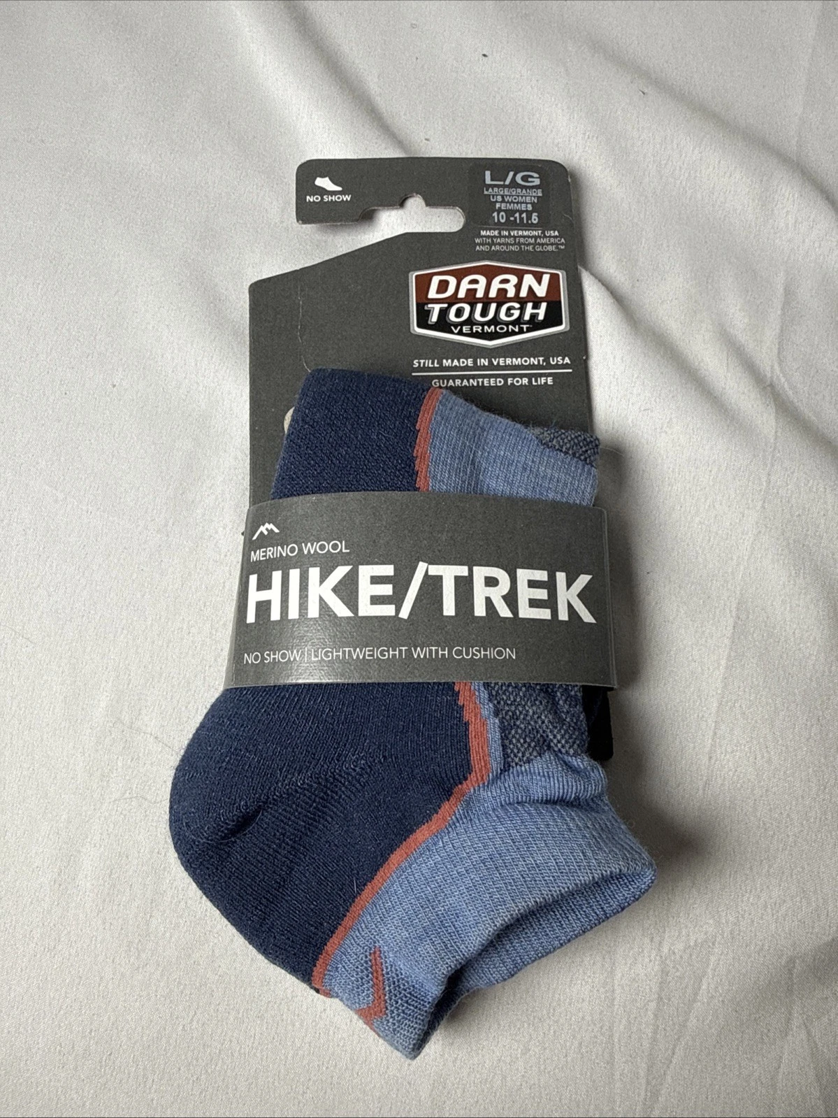 Darn Tough Hike Trek L Cushioned US No Show Women’s Large- New with Tags