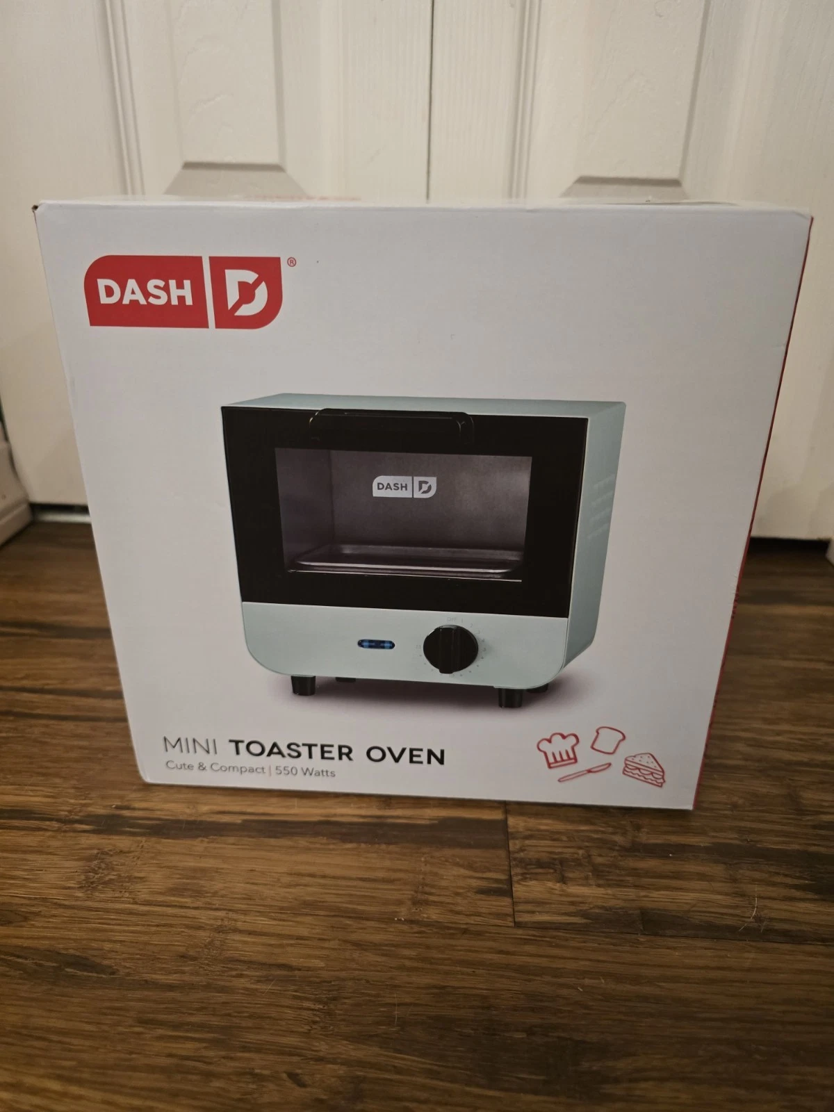 DASH Mini Toaster Oven Aqua Timer Glossy Metal DMT0100GBAQ04