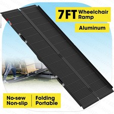 7ft Aluminum Multi-Folding Wheelchair Scooter Mobility Ramp Portable Non-Slip