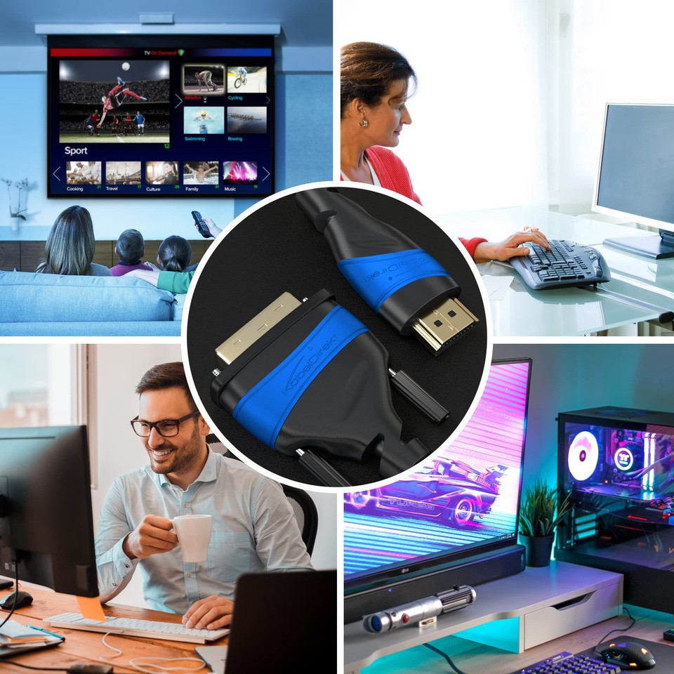 HDMI DVI adapter cable with A.I.S. signal interference protection 1,5m ...