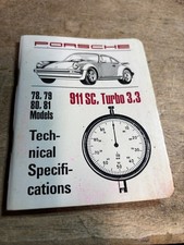 Porsche 911 SC Turbo 3,3 Technical Specifications Book 1st Edition 1978 '79 '80