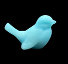 VTG Fenton Art Glass Blue Custard Satin Bird Songbird Figurine