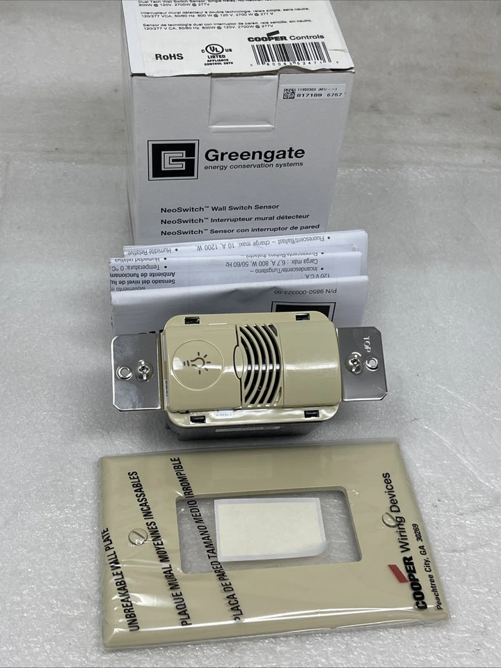 Interruptor Sensor de Parede Cooper/Greengate ONW-D-1001-MV-V, Marfim, Relé Único, Novo - Imagem 2 de 4