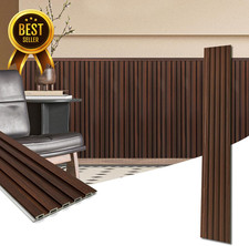 48 X 6 in WPC Wood Slat Wall Panels, 3D Wall Accents, 16-Pack, Walnut