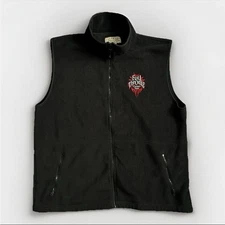 Vintage Full Throttle Energy Drink Fleece Vest Mens Size XL Black Zip High Neck