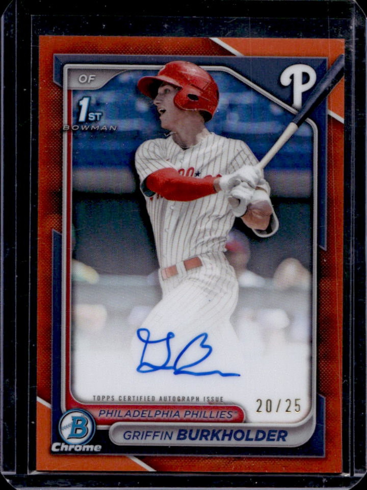 2024 Bowman Draft Griffin Burkholder Chrome Auto Orange Refractor 1st #/25