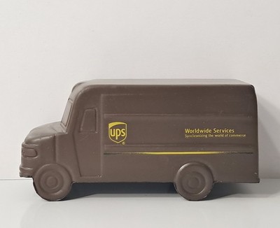 Vintage United Parcel Service Truck Toy 4x2x1.5'' Foam UPS Brown Van 1970s