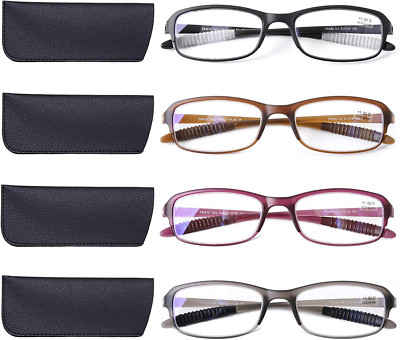 Doovic 4 Pack Computer Reading Glasses Blue Light Blocking anti Eyestrain Flexib