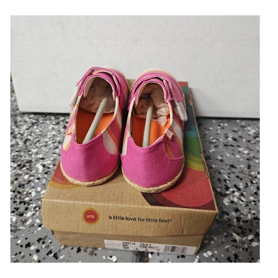 Zapatilla deportiva Umi Tala rosa naranja a rayas EU 34 US 2 UK 2 nueva alpargata gancho bucle Foto 2 de 4