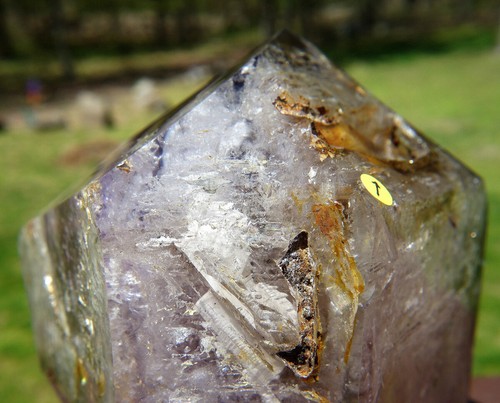 Large Madagascar Amethyst & Smoky Quartz Crystal with Multiple Enhydros - Picture 12 of 20