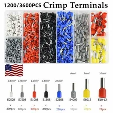 1200/3600PCS Connectors Cord Wire Crimp Cable Pin End Bootlace Ferrule Terminals