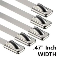 Metal Zip Ties 304 Stainless Steel Heavy Duty Cable 198-400lb 8" 12" 18" 24" 36"