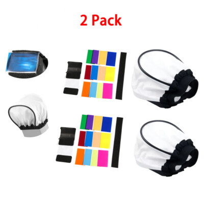 US 2 Packs Mini Soft Color Filter Flash Bounce Diffuser Set for Flash Speedlite