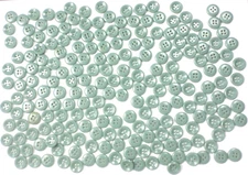 212 VINTAGE Light Blue Gray Plastic? Four Hole Raise Edges Buttons 14x3mm 9/16"