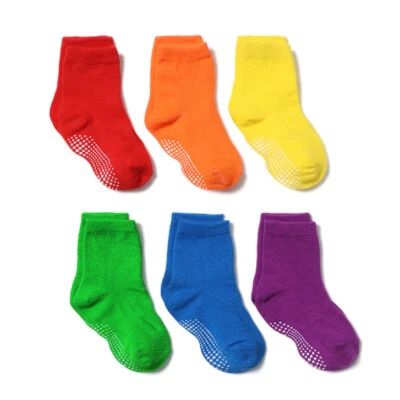 SHQANG 6 Pairs Athletic Socks Baby Toddler Socks Newborn Kids Boys Girls Non Slip