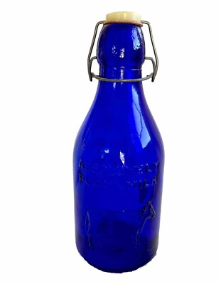 Vintage Old Thatcher's Dairy Absolutely Pure Milk Cobalt Blue Glass Quart Bottle