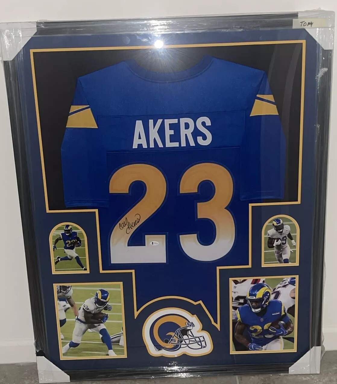 Cam Akers Autographed Signed Los Angeles Rams Framed Matted Jersey Beckett COA 