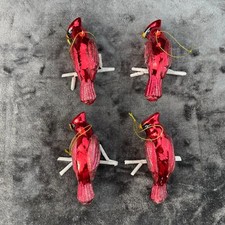 Vintage Blown Glass Cardinal Ornament Lot of 4