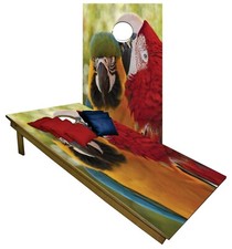 Tropical Parrots CORNHOLE BEANBAG TOSS GAME w Bags Game Boards Set
