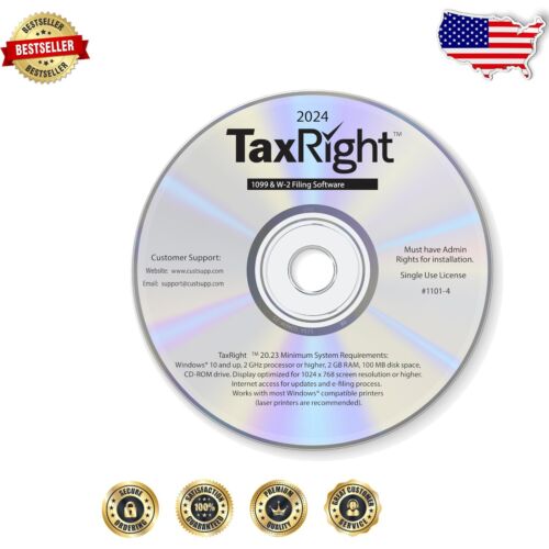 TaxRight 2024 CD: Comprehensive Software for Easy Form Filling & E-Filing