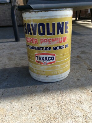 Havoline Texaco super premium 1 quart sae 10w 40 HD oil Can PLASTIC!!!!