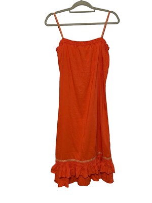 THEORY Orange Linen Midi Dress - Adjustable Straps (Size S) | eBay