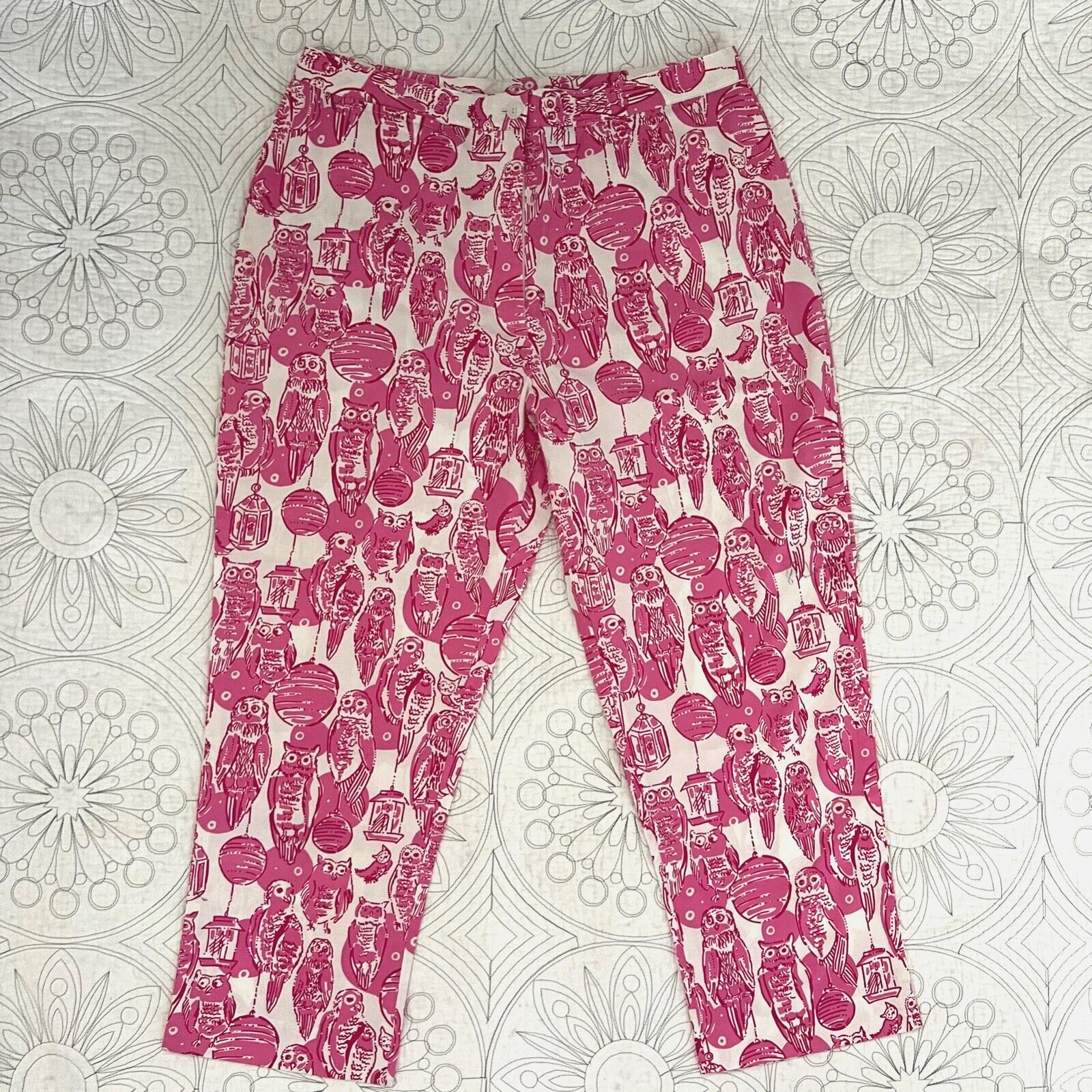 LILLY PULITZER vintage Night Owls Capri Pants 10 *Glow in the Dark* High Waist