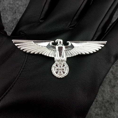 WW2 German Silver Eagle w/ Iron Cross Badge Hat Pin Brooch Military Medal Emblem