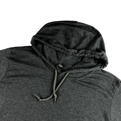 Mens Lightweight Hoodie T-Shirt Long Sleeve Hoody Tee Soft Cotton Large  Gray