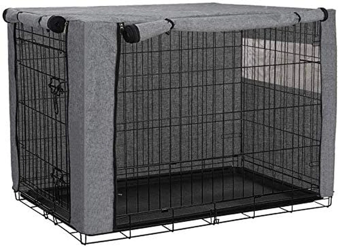 Grey dog top crate cover