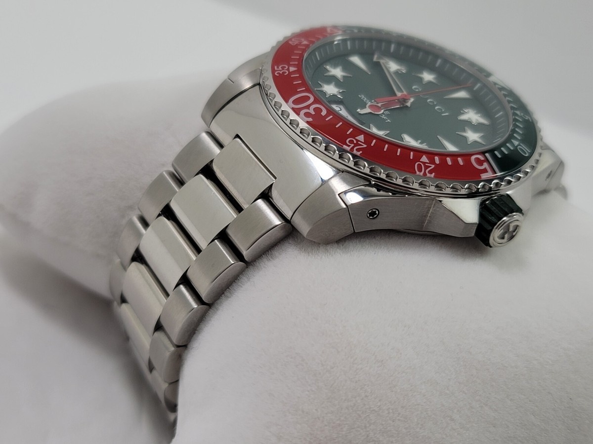Gucci Dive XL SWISS Quartz Green Dial Stainless Steel Men's Watch