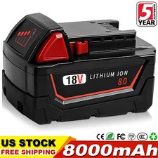 8 AH Battery For Milwaukee For M18 Lithium Extended Extended Capacity 48-11-1880