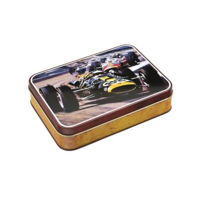 Vintage Racers Rennwagen klein rechteckig Blech 141 x 101 x 32 mm